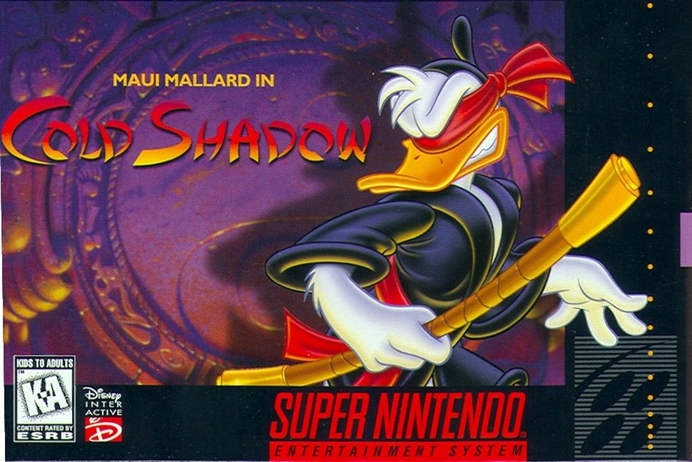 Maui Mallard in Cold Shadow box art for Super Nintendo
